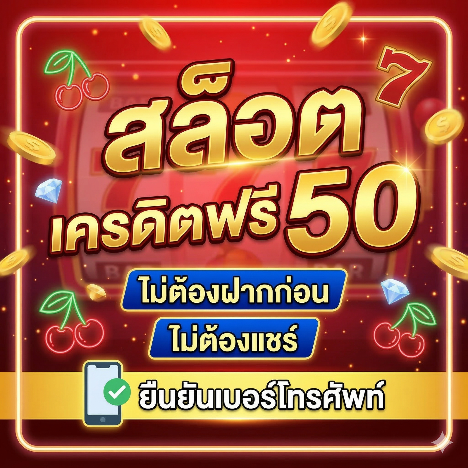 สล็อต เครดิตฟรี 50 ไม่ต้อง ฝากก่อน ไม่ต้อง แชร์ ยืนยันเบอร์โทรศัพท์
