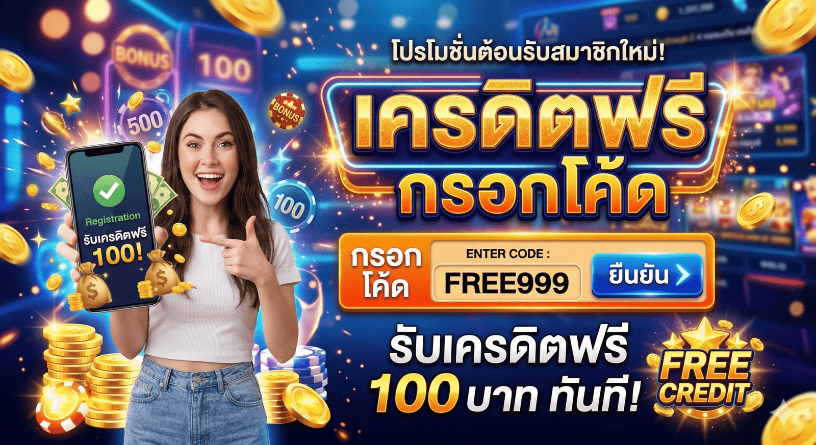 เครดิตฟรี กรอก โค้ด