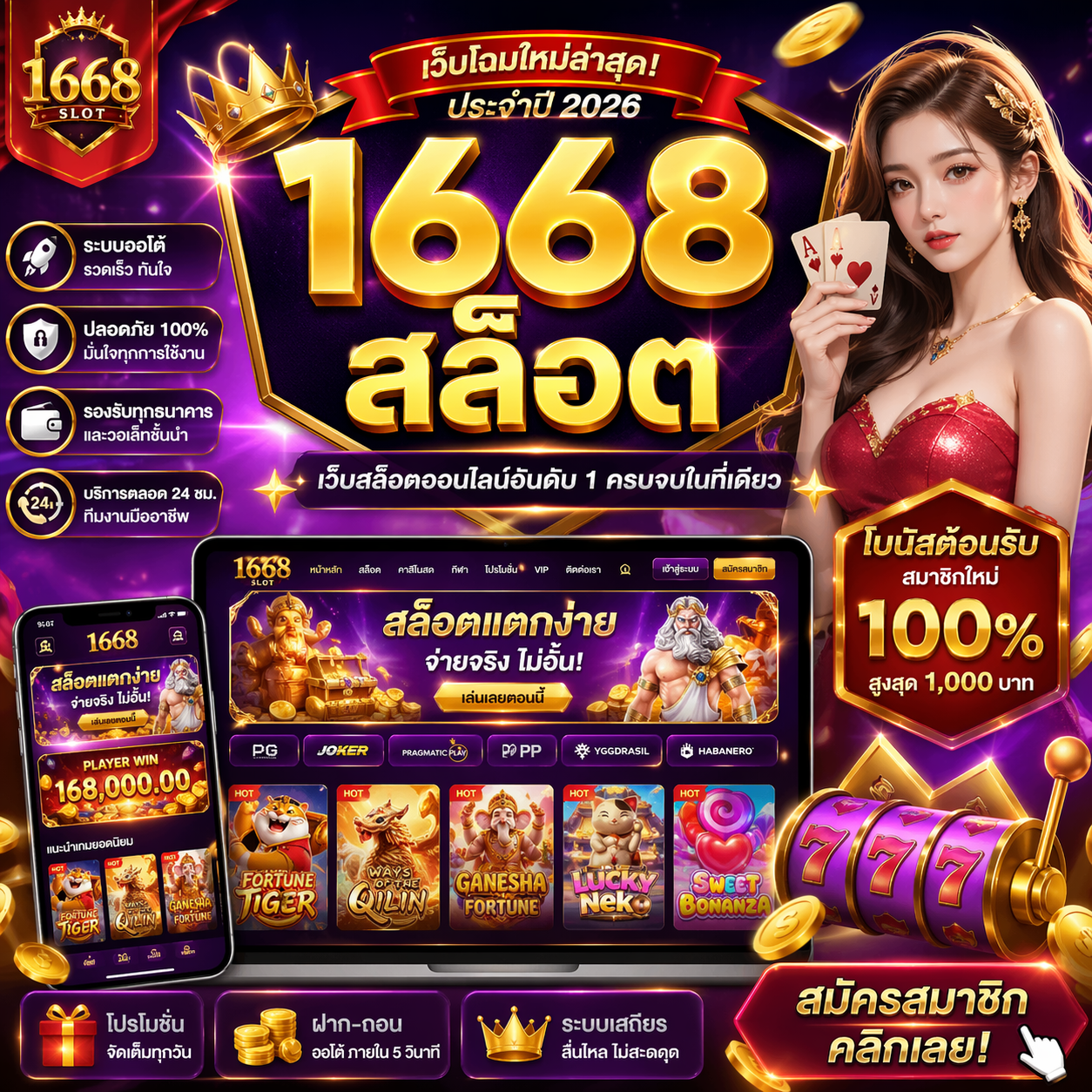 1668 สล็อต เล่นง่าย แตกไว ครบจบในที่เดียว