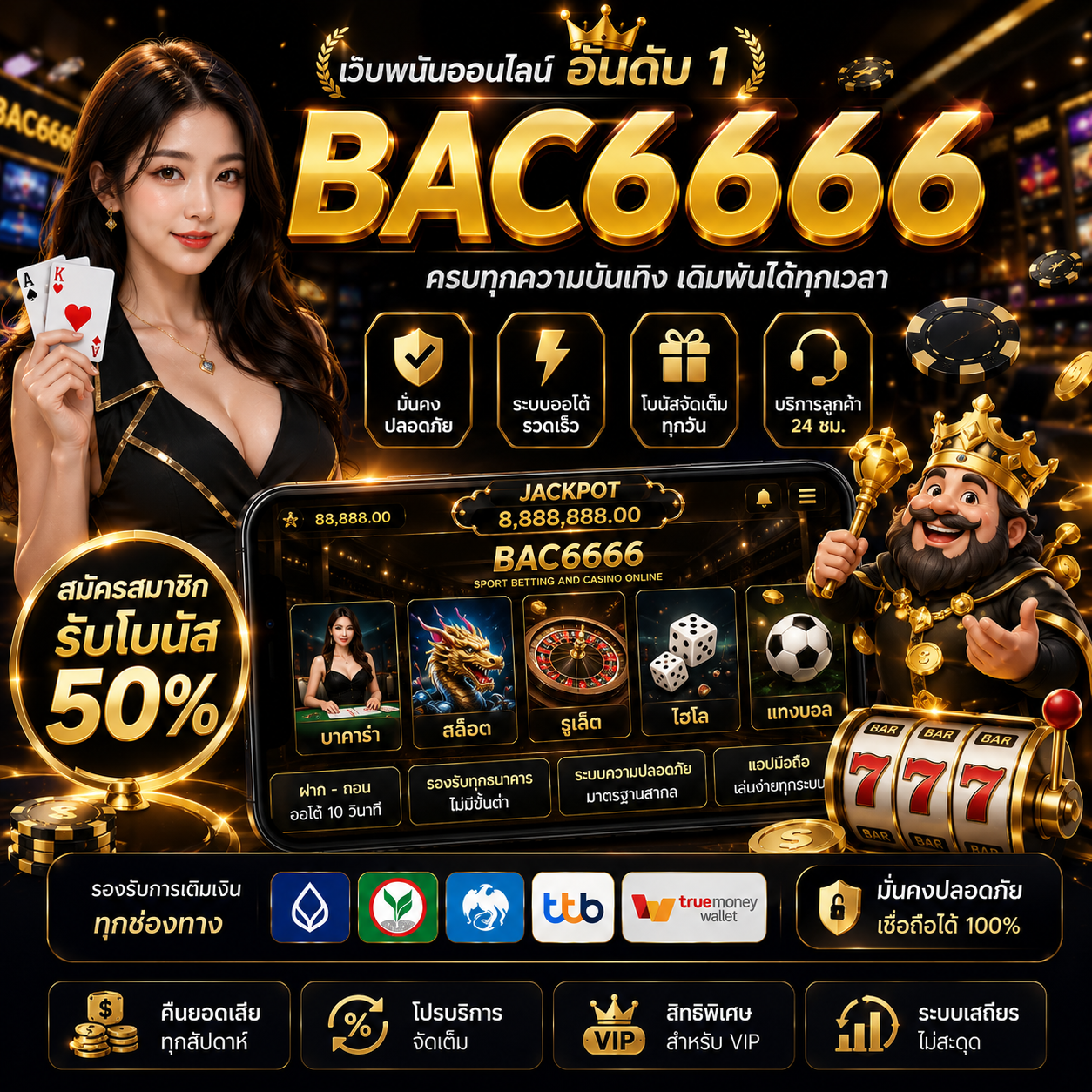 bac6666 เล่นง่าย โบนัสจัดเต็ม รองรับสายคาสิโนครบวงจร