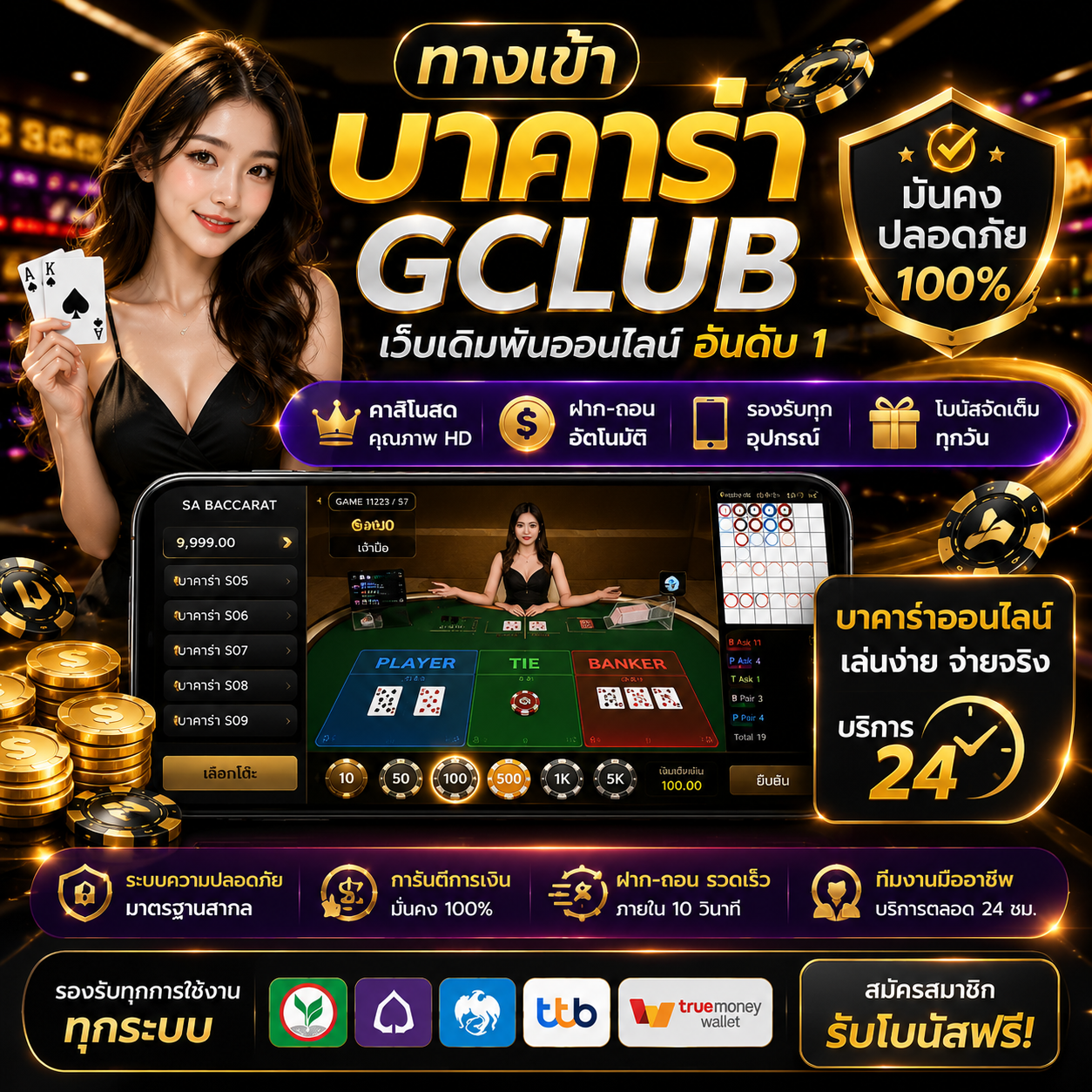 ทางเข้า บาคาร่า gclub เล่นง่าย ฝากถอนเร็ว รองรับทุกอุปกรณ์