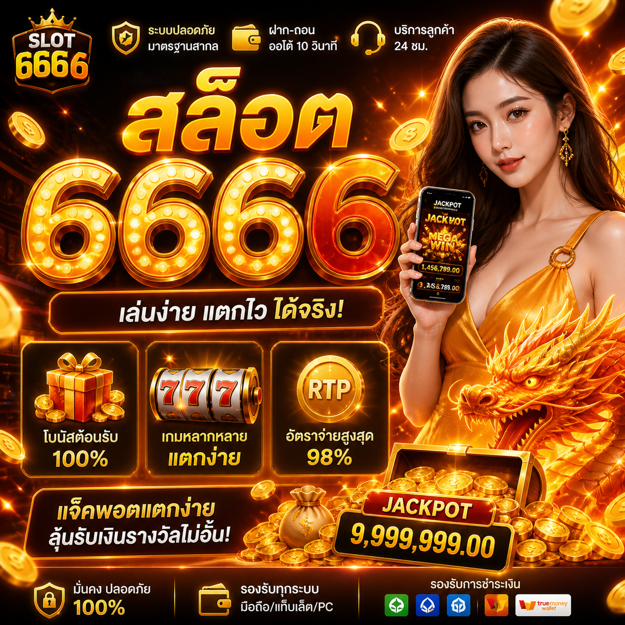 สล็อต 666 6 เล่นง่าย แตกไว ตอบโจทย์สายปั่นปี 2026