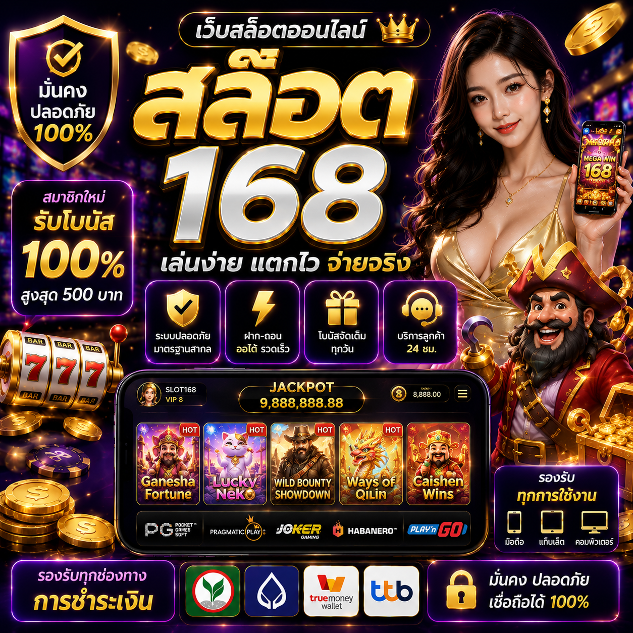 สล๊อต168 เล่นง่าย โบนัสแตกไว รองรับทุกระบบการใช้งาน