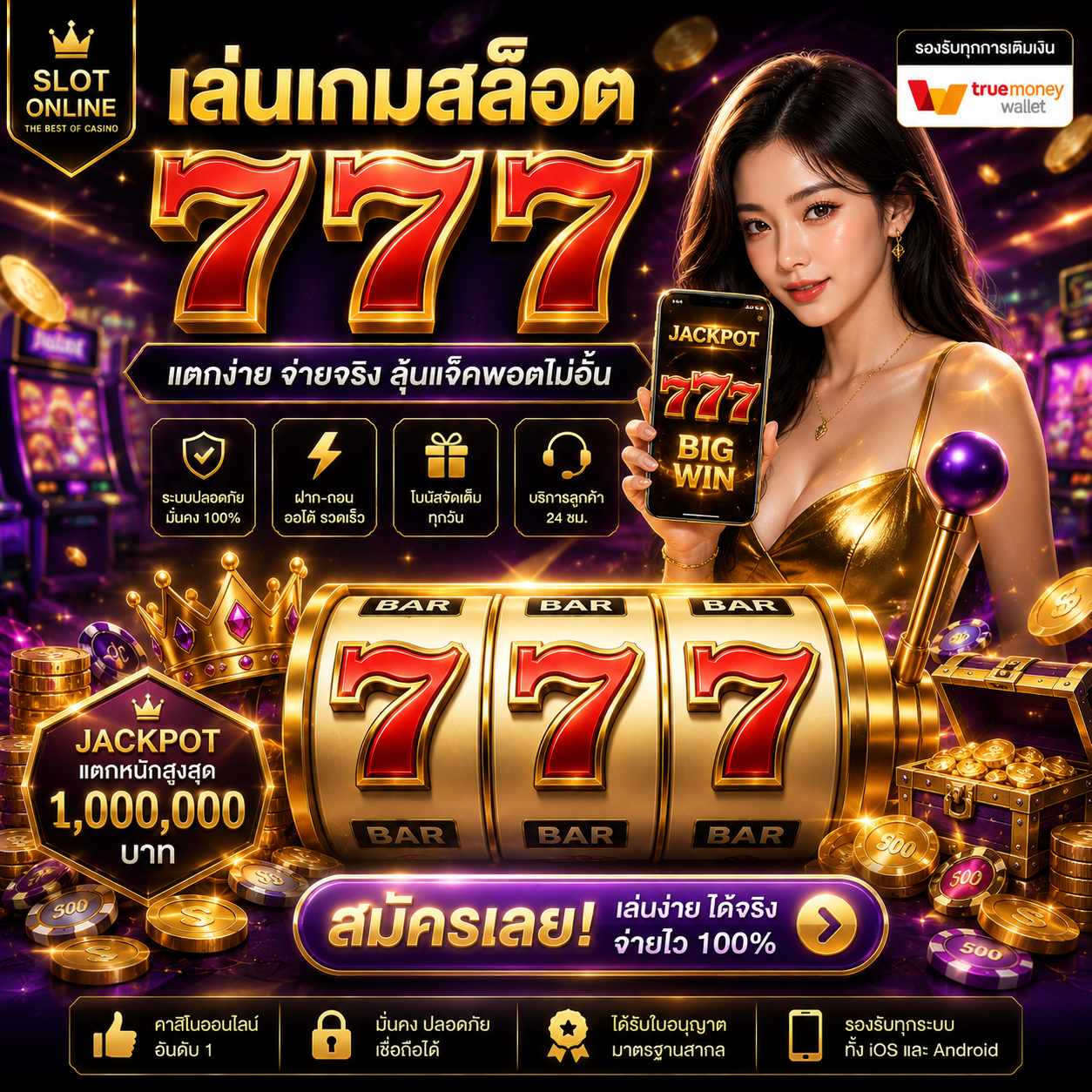 เล่นเกมสล็อต777 สนุกทุกสปิน ลุ้นแจ็คพอตสุดมันส์ในยุคดิจิทัล